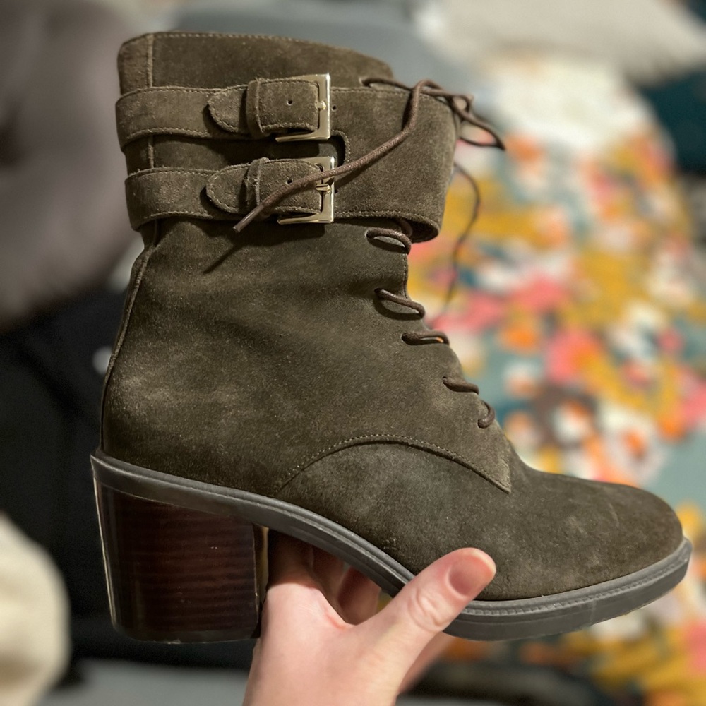 Suede combat boots